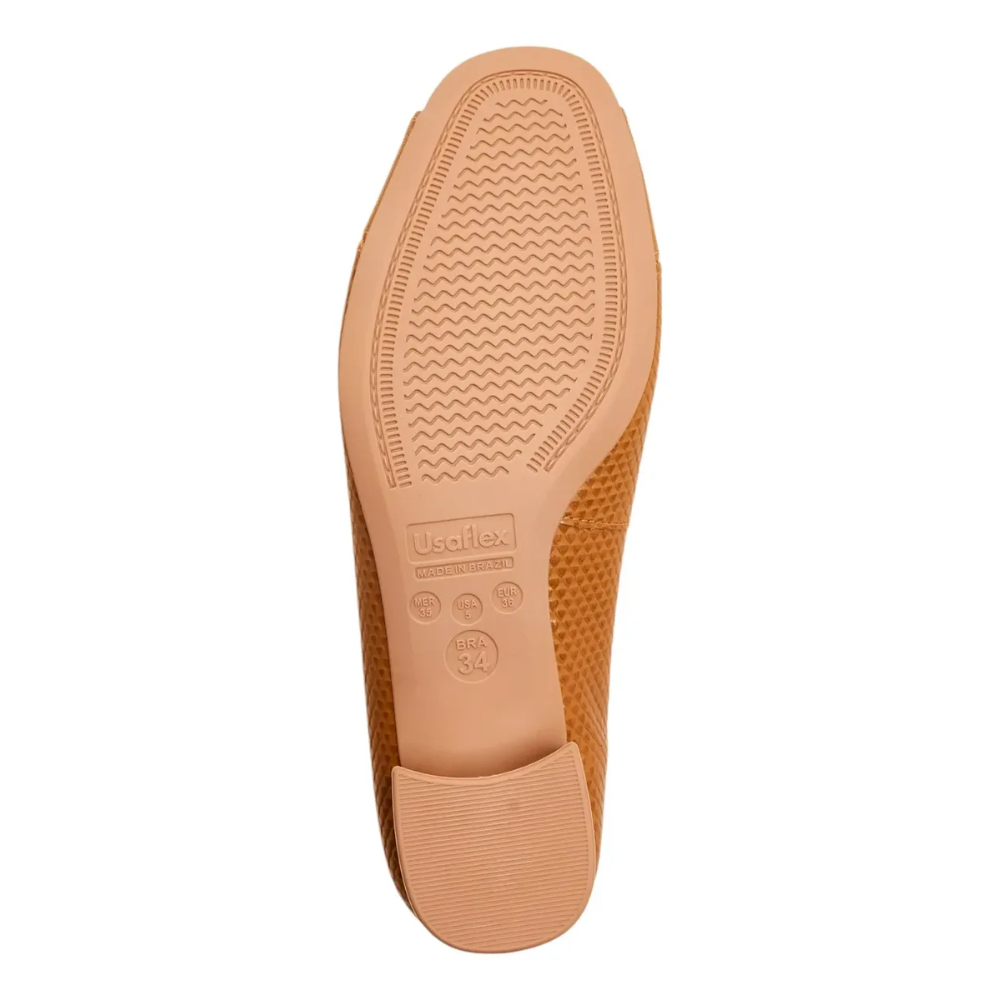 Peep Toe Usaflex Salto Bloco Couro Marrom AA2708 - Imagem 4