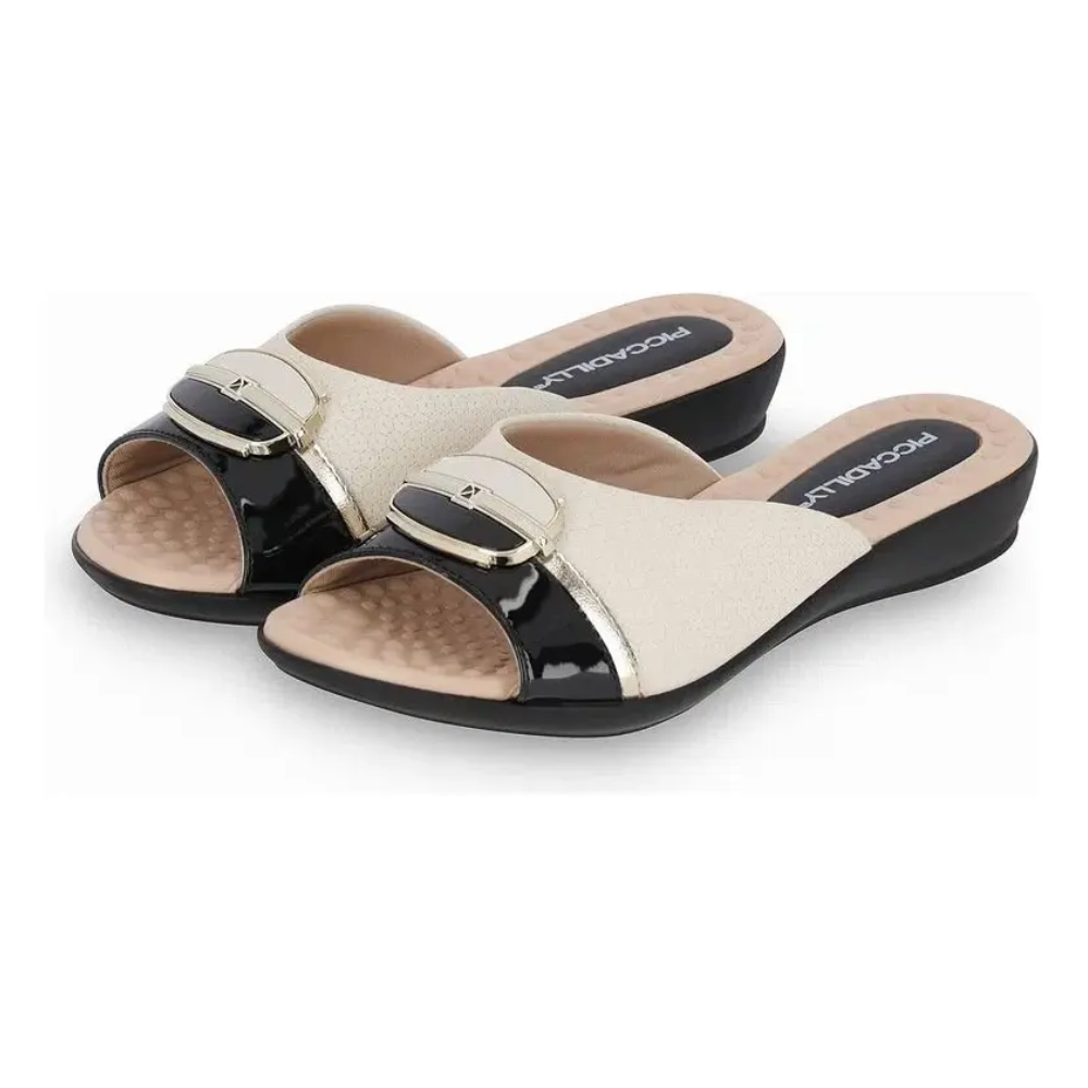 Tamanco Piccadilly Preto e Off-white 500337 - Imagem 2