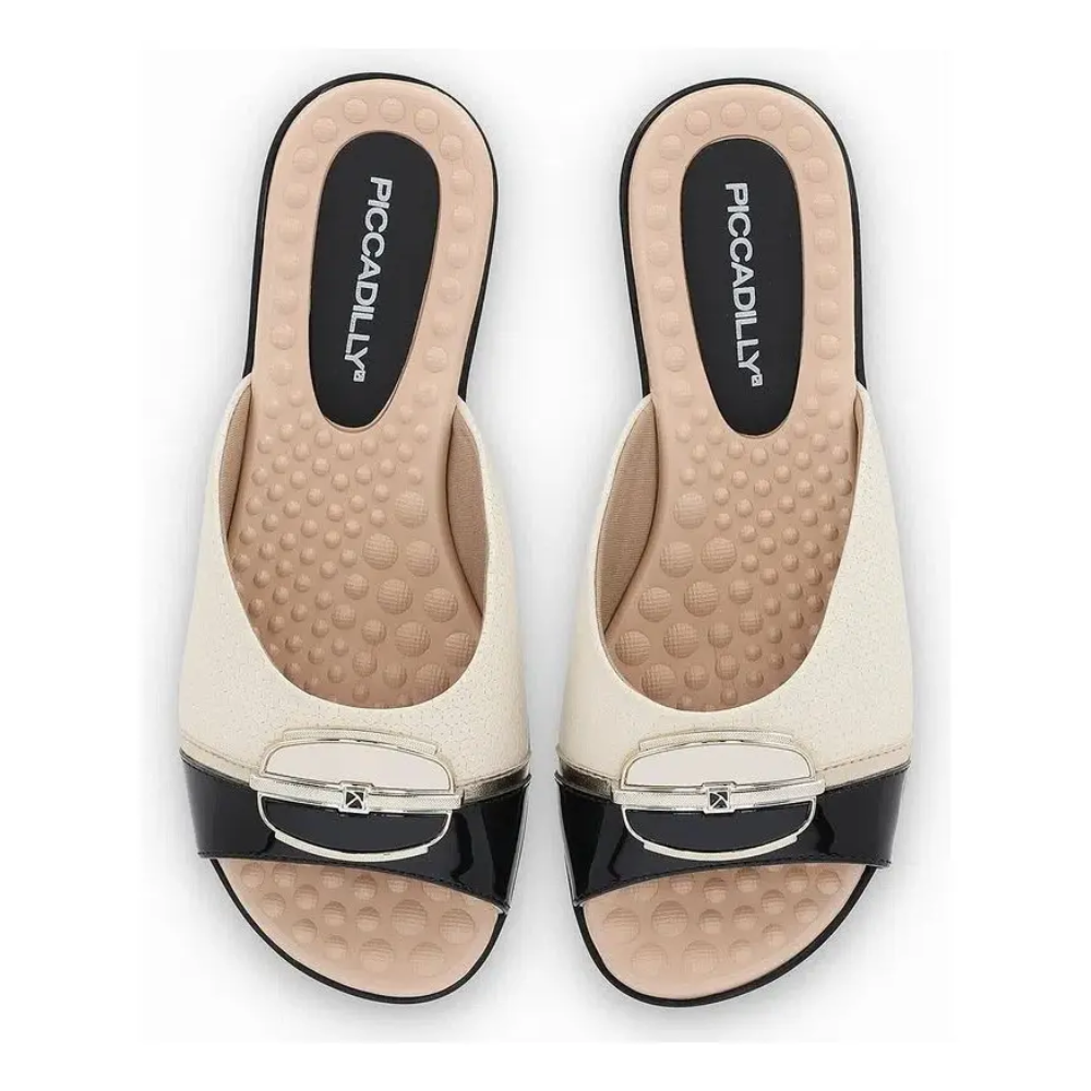 Tamanco Piccadilly Preto e Off-white 500337 - Imagem 3