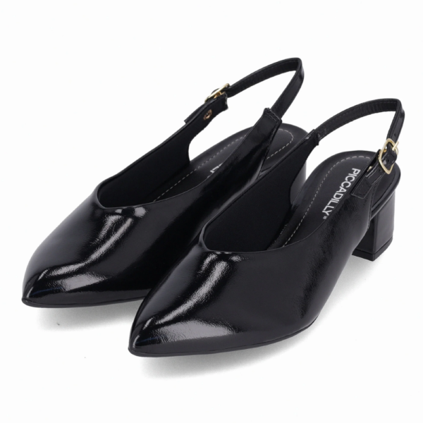 Sapato Feminino Piccadilly Slingback Vernizado Preto 739031