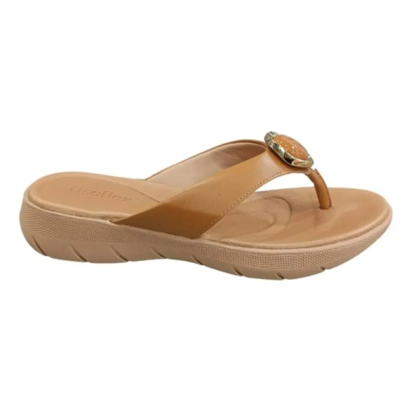 Chinelo Usaflex em Couro Marrom AL1406