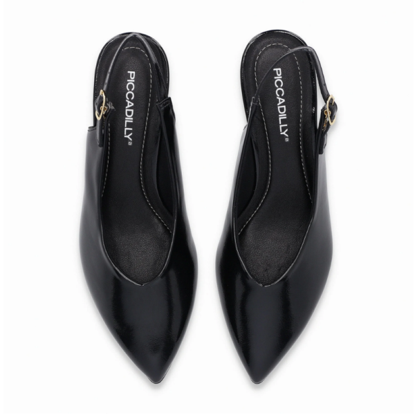 Sapato Feminino Piccadilly Slingback Vernizado Preto 739031
