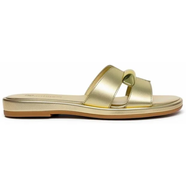 Tamanco Feminino Santinelli Rasteiro em Couro Dourado 1686-009-252
