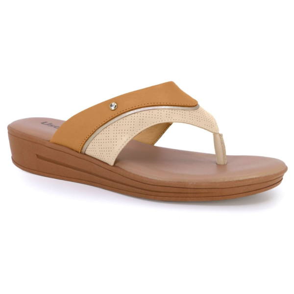 Chinelo Usaflex Marrom e Off-white MM0704