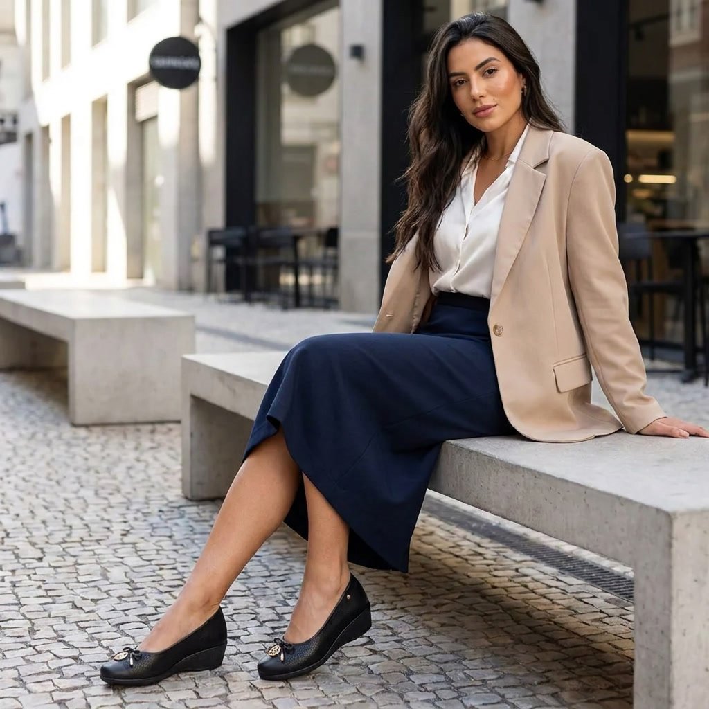 Sapatilha Feminina Anabela Santinelli Bico Redondo Preto 1660-004-252 - Imagem 8