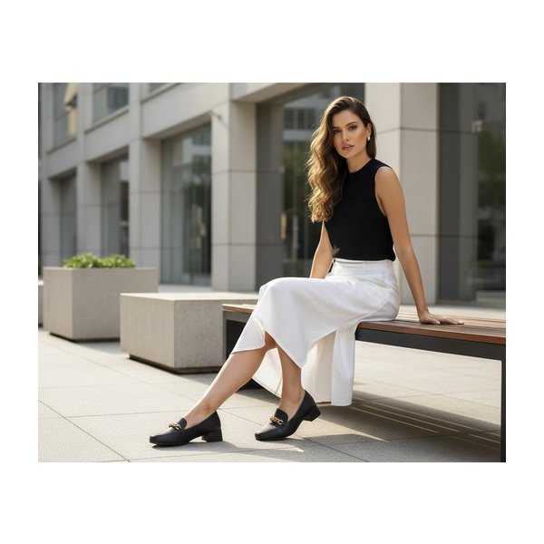 Mocassim Feminino Modare Salto Bloco Médio Preto 7373.107.21736.15745