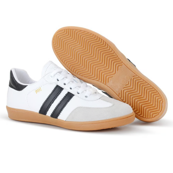 Tênis Marina Mello Palmilha em Gel em Couro Branco com Listra Preta 12154SOF