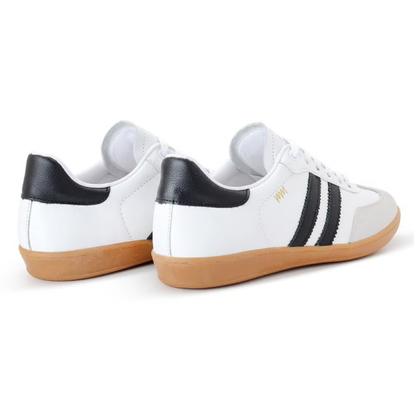 Tênis Marina Mello Palmilha em Gel em Couro Branco com Listra Preta 12154SOF