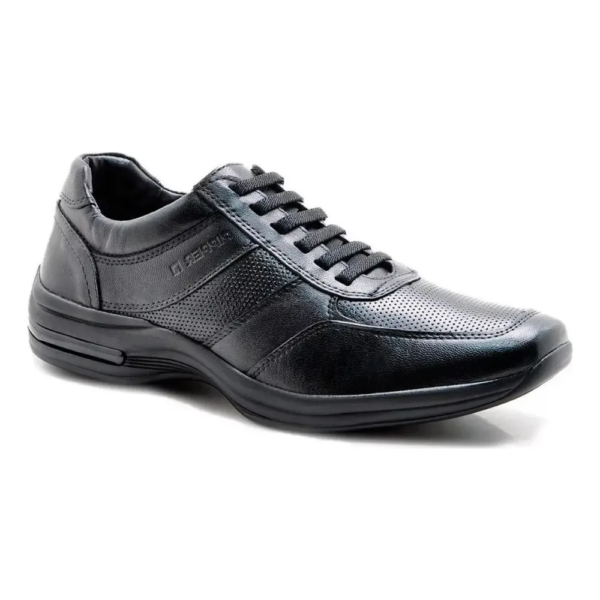 Sapato Masculino Social Pipper em Couro Cadarço Fantasia Preto 53104PC 2701
