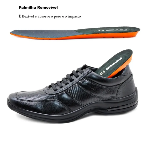 Sapato Masculino Social Pipper em Couro Cadarço Fantasia Preto 53104PC 2701