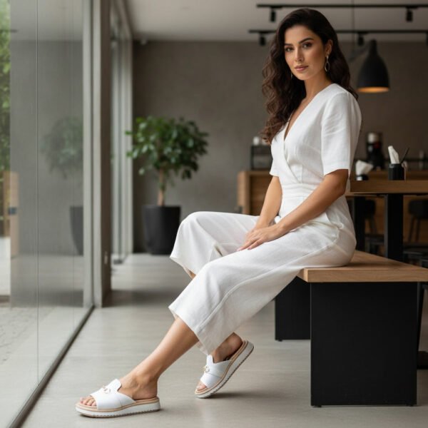 Tamanco Pegada Feminino em Couro Branco 233663-01