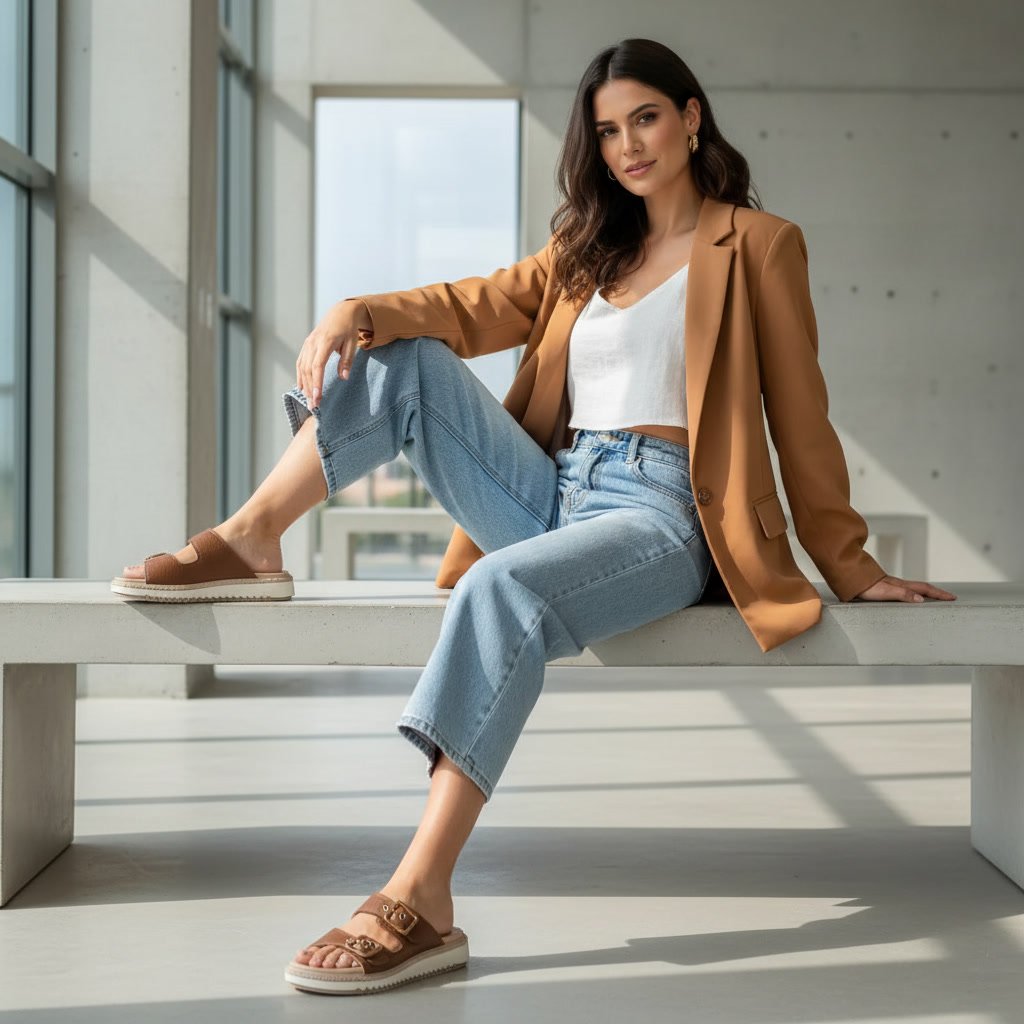 Tamanco Pegada Feminino em Couro Terracota 233662-03 - Imagem 9