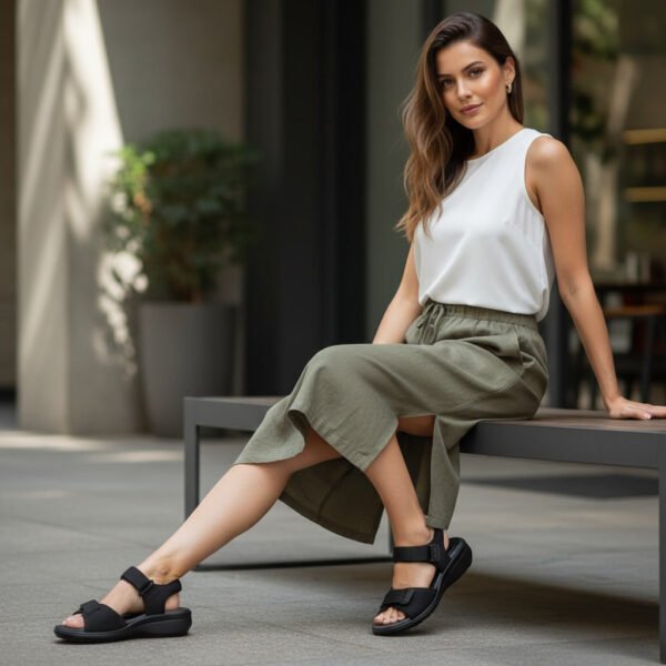 Sandália Feminina Pegada em Tecido com Velcro Pegada Preto 232752-03