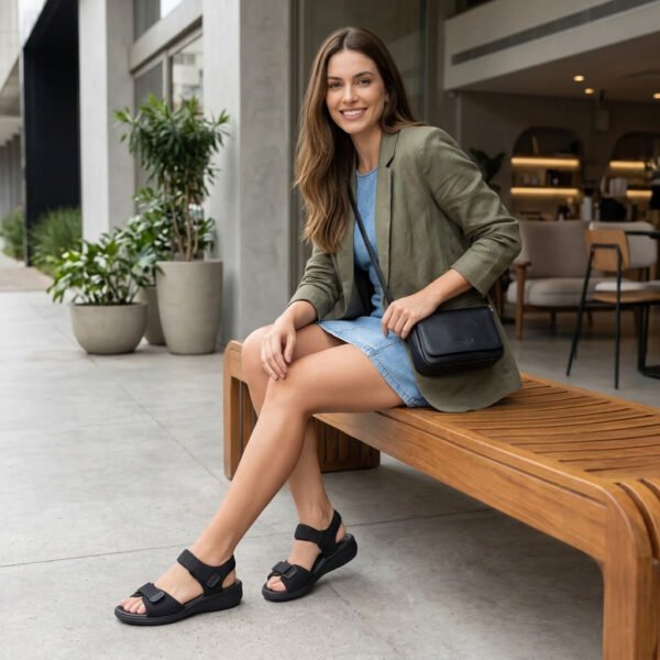 Sandália Feminina Pegada em Tecido com Velcro Pegada Preto 232752-03
