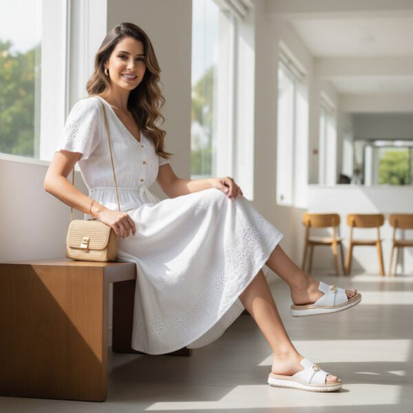 Tamanco Pegada Feminino em Couro Branco 233663-01