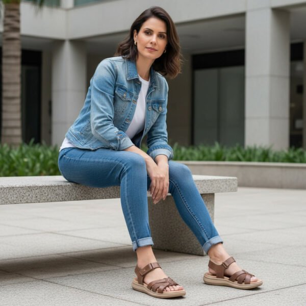 Sandália Pegada Feminina em Couro Marrom 232818-03