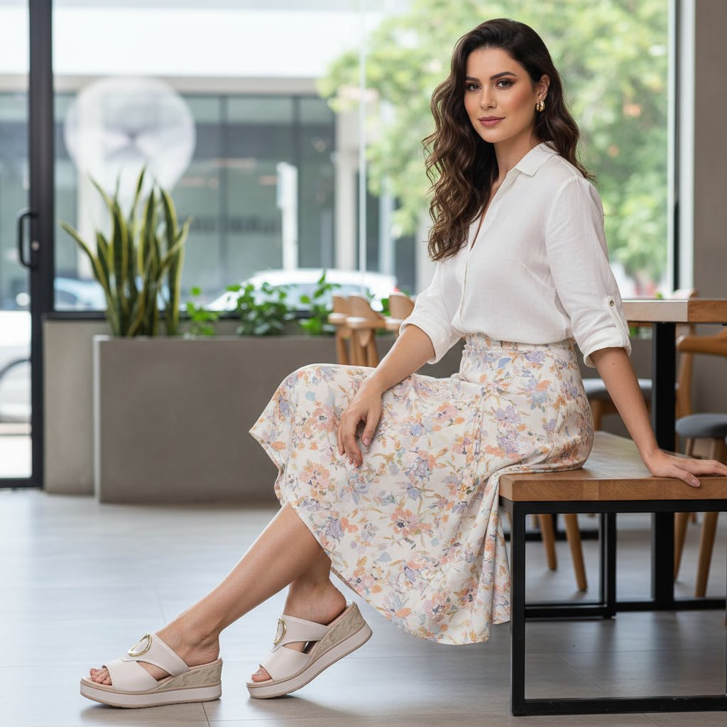 Tamanco Feminino Pegada Anabela Off-white 234201-02 - Imagem 6