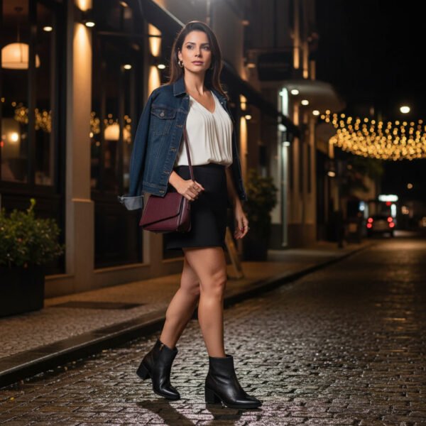 Bota Pegada Feminina em Couro Preto 280502-05