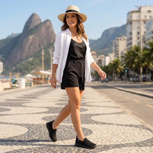 Tênis Piccadilly Slip On Feminino Casual 970131 Preto