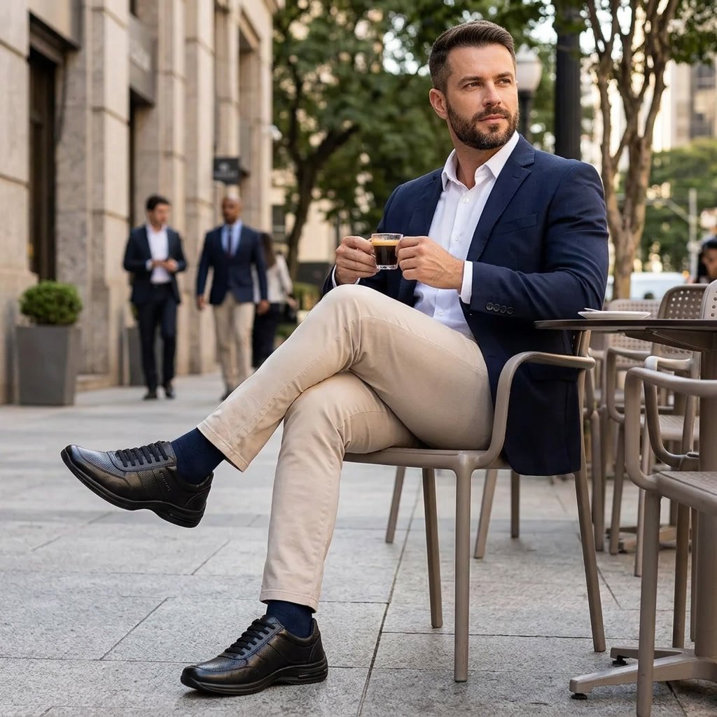 Sapato Masculino Social Pipper em Couro Cadarço Fantasia Preto 53104PC 2701 - Imagem 9