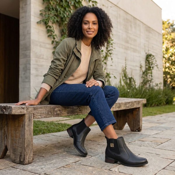 Bota Pegada Feminina em Couro Preto 282003-11