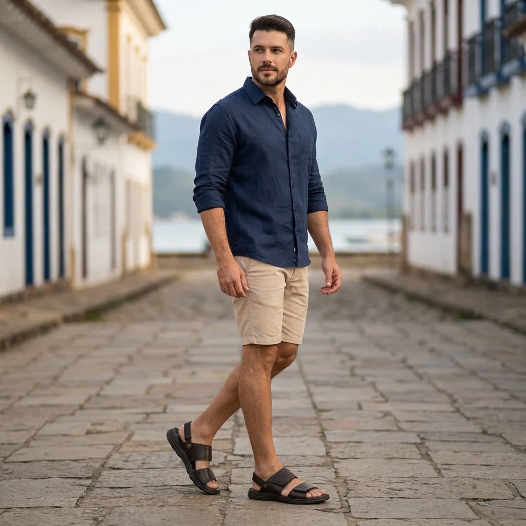 Sandália Masculina Pegada em Couro Marrom 131288-02 - Imagem 6
