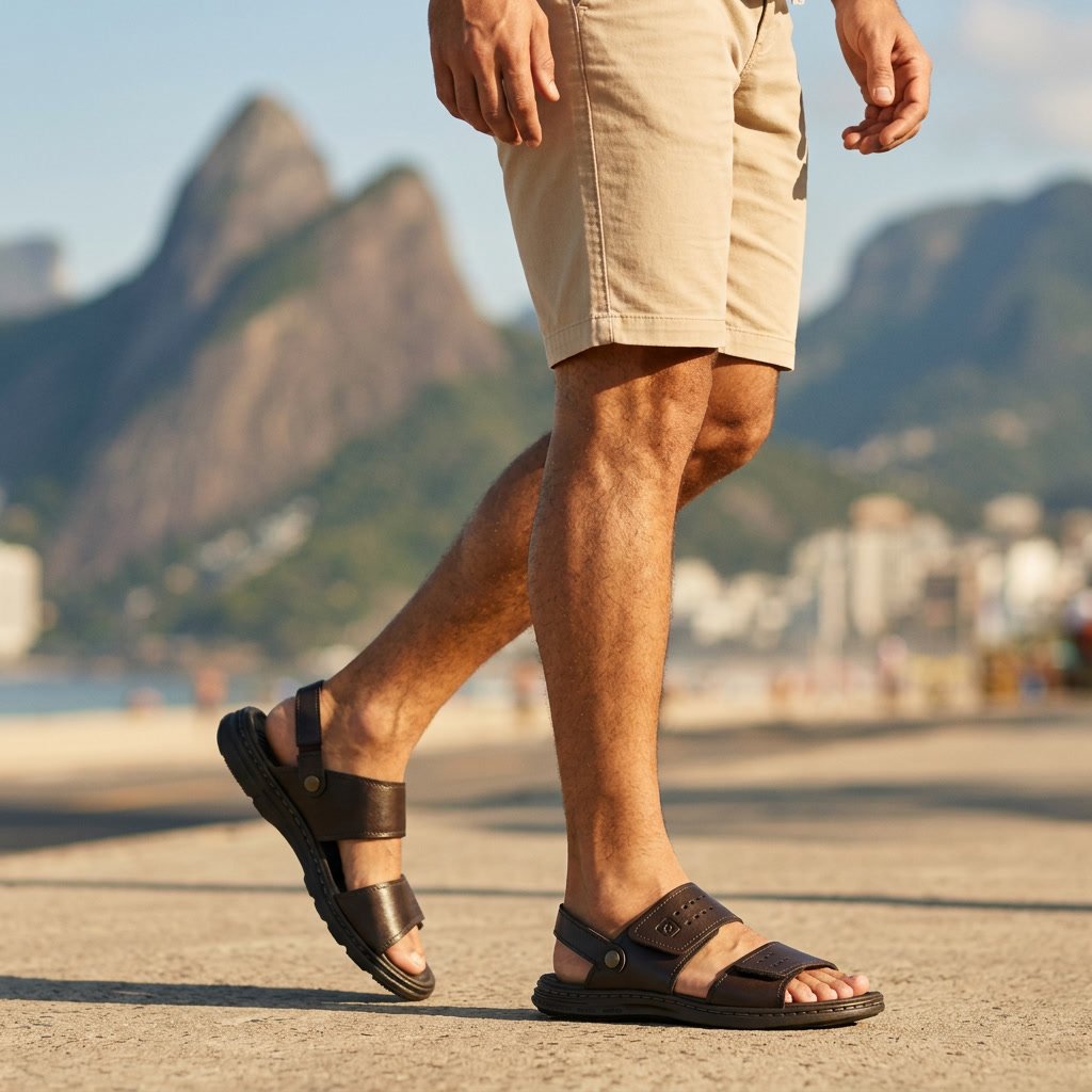 Sandália Masculina Pegada em Couro Marrom 131288-02 - Imagem 5