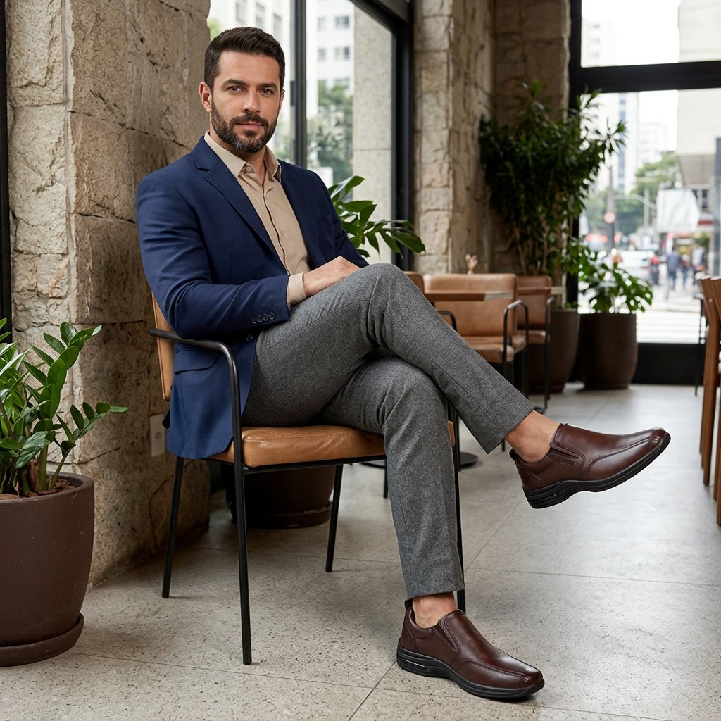 Sapato Masculino Social Pipper em Couro Café 53106PC - Imagem 6