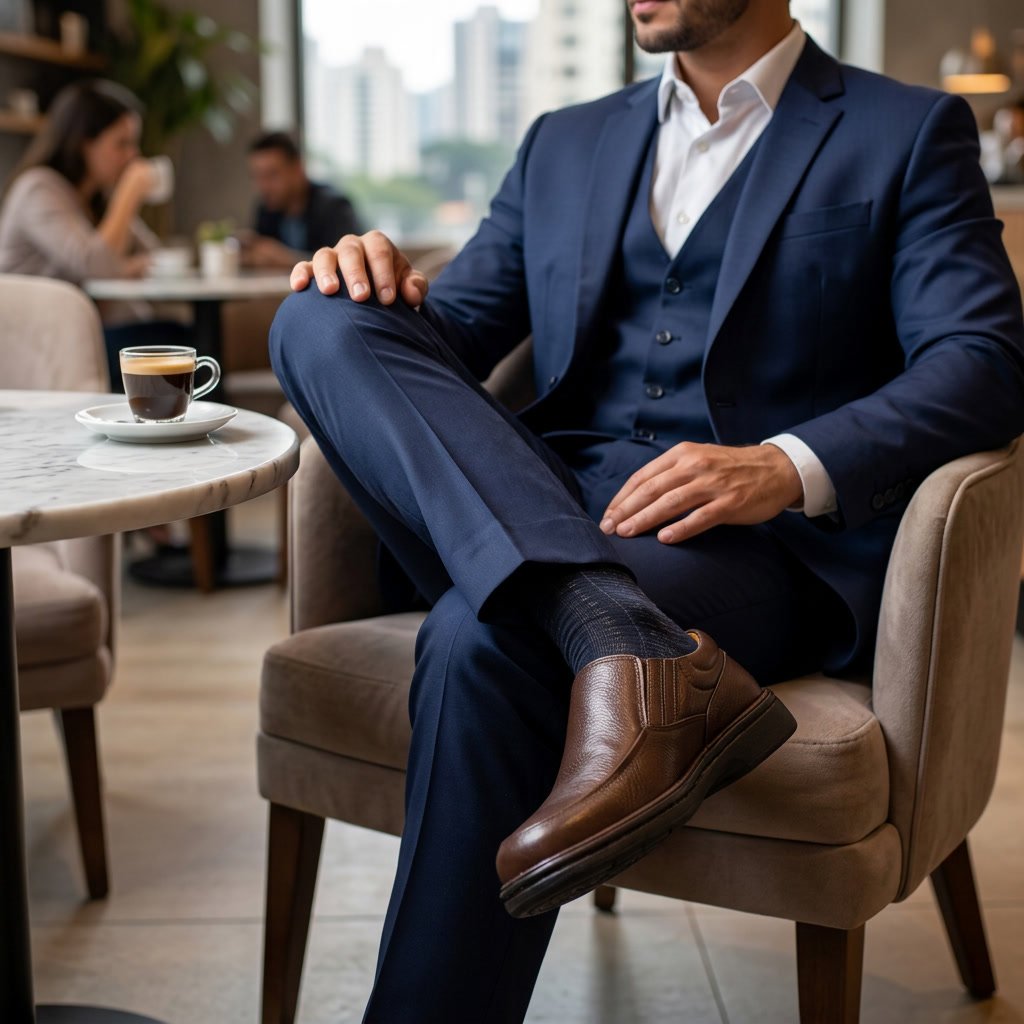 Sapato Masculino Pipper em Couro Chocolate 6071N9 - Imagem 6