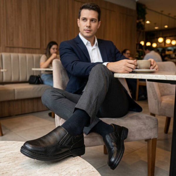 Sapato Masculino Pipper em Couro Preto 6071N9