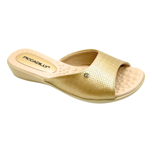 Tamanco Piccadilly Camila Feminino Rasteira Dourado 500431
