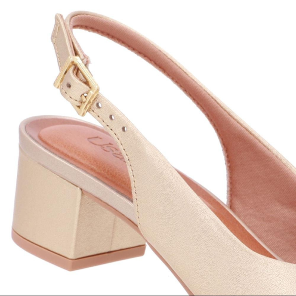 Slingback Usaflex em Couro Dourado UD24004