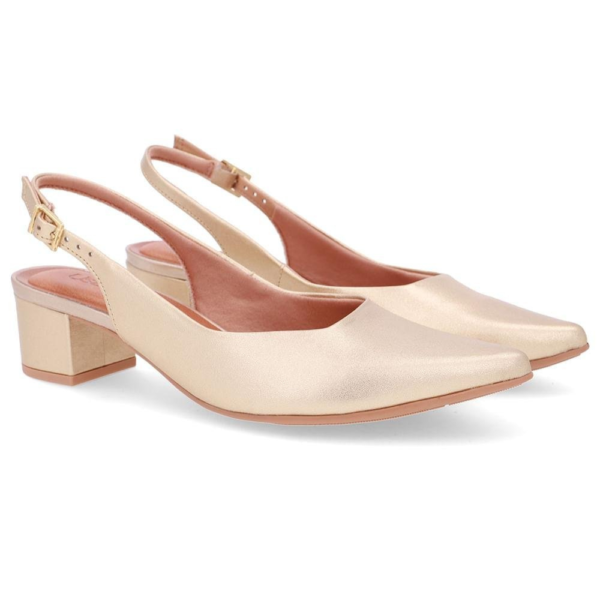 Slingback Usaflex em Couro Dourado UD24004