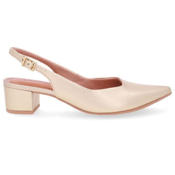 Slingback Usaflex em Couro Dourado UD24004
