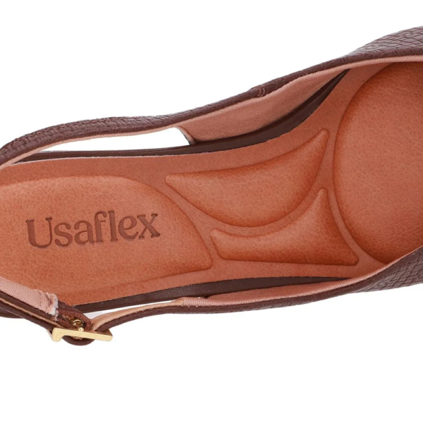 Slingback Usaflex em Couro Pinhão UD24004