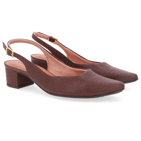 Slingback Usaflex em Couro Pinhão UD24004
