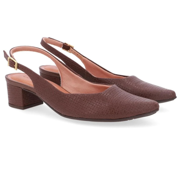 Slingback Usaflex em Couro Pinhão UD24004