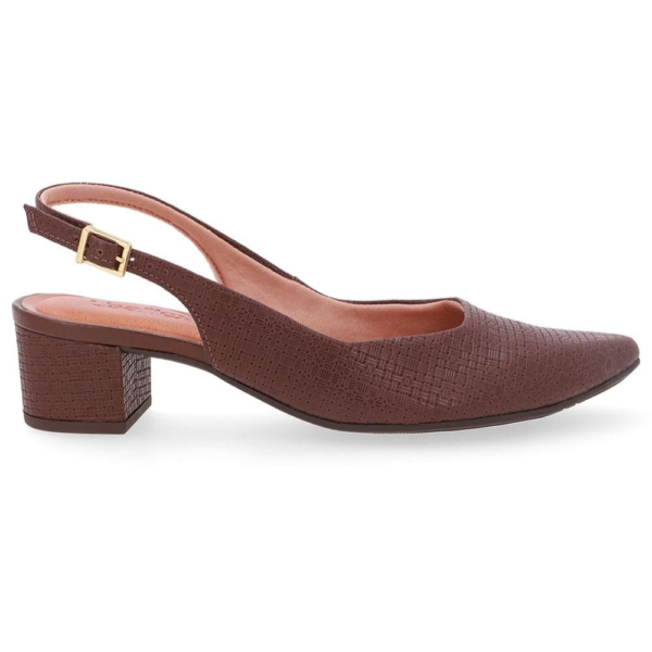 Slingback Usaflex em Couro Pinhão UD24004