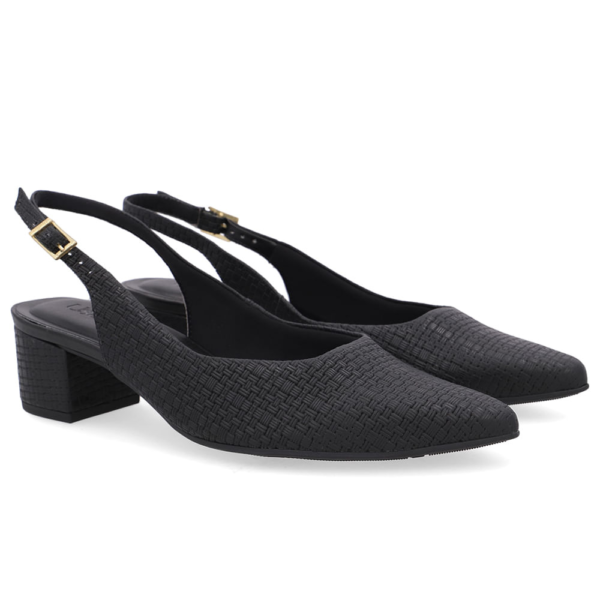 Slingback Usaflex em Couro Preto UD24004