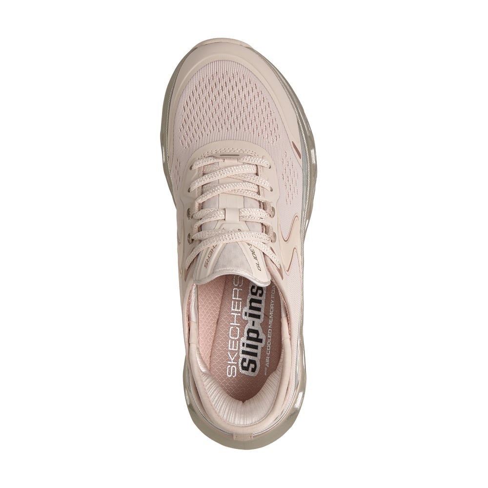 Tenis Feminino Skechers Glide-Step Altus Starlight bege e dourado 150514