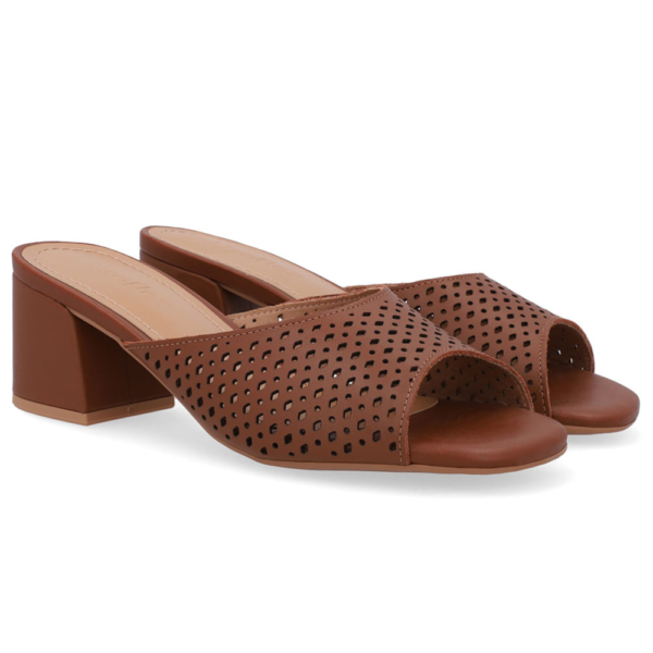 Tamanco Feminino Usaflex em Couro Marrom UD09001