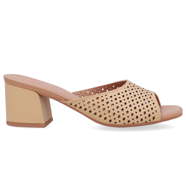 Tamanco Feminino Usaflex em Couro Creme UD09001