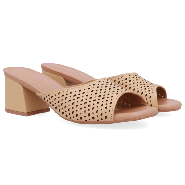 Tamanco Feminino Usaflex em Couro Creme UD09001