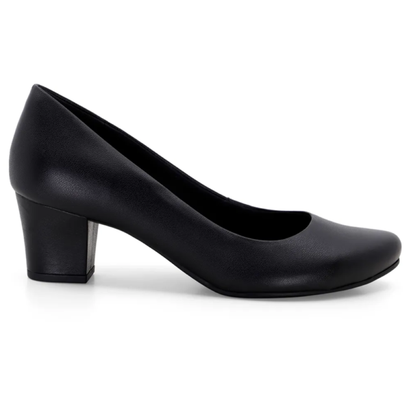 Scarpin Feminino Usaflex Salto Médio em Couro Preto Q6692
