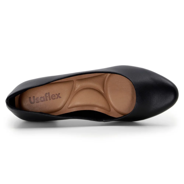Scarpin Feminino Usaflex Salto Médio em Couro Preto Q6692