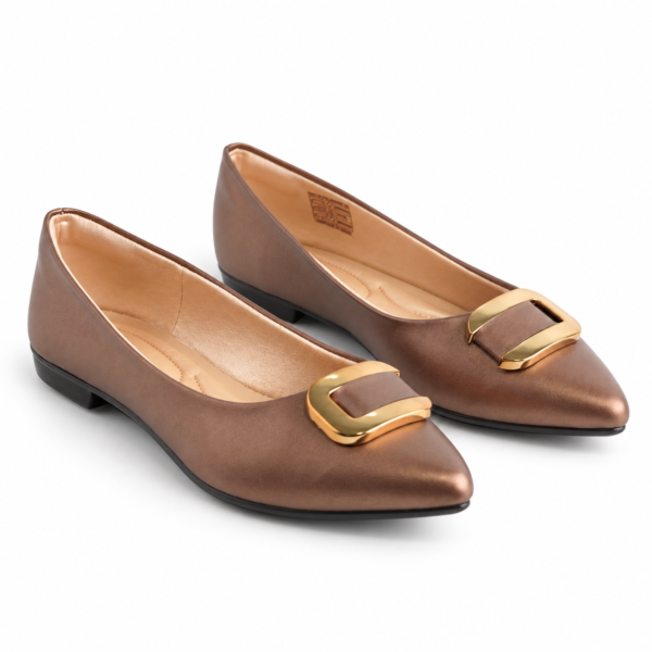 Sapatilha Feminina Couroflex Metalizado Café 574.6005
