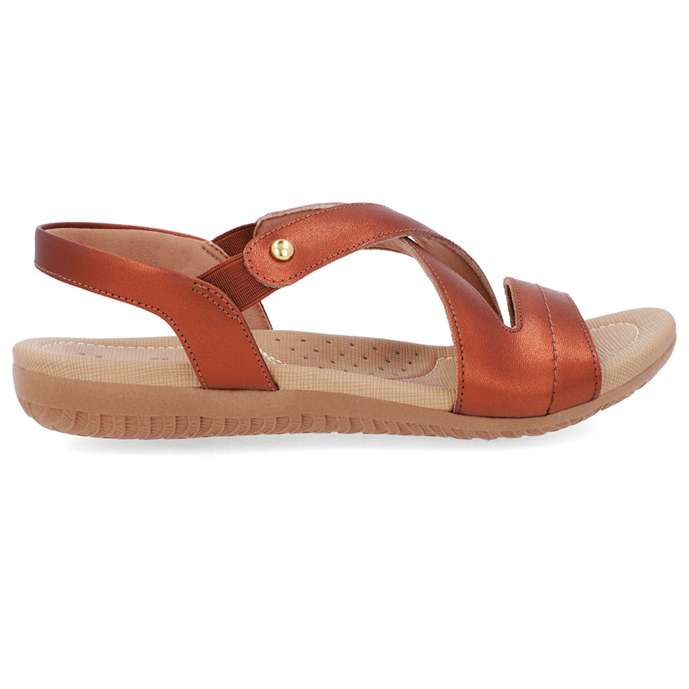 Sandália Feminina Usaflex em Couro Cobre R18041