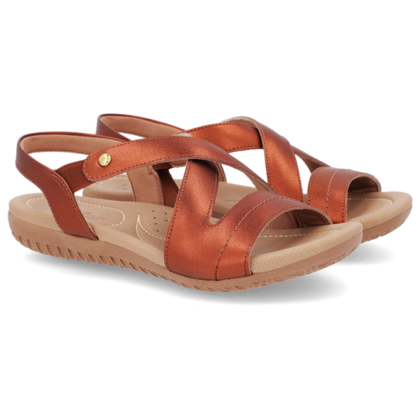 Sandália Feminina Usaflex em Couro Cobre R18041