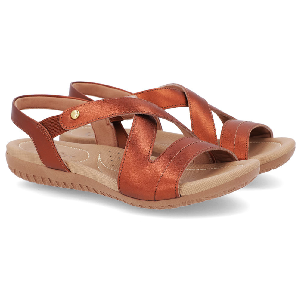 Sandália Feminina Usaflex em Couro Cobre R18041 - Imagem 2