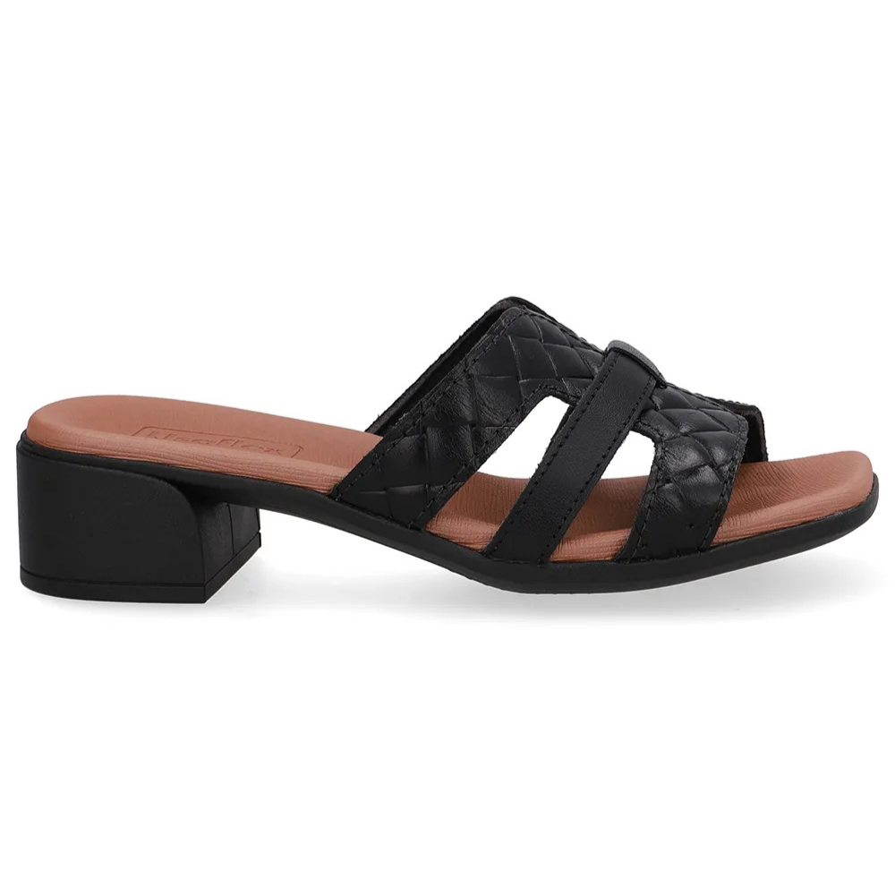 Tamanco Feminino Usaflex em Couro Preto AN27009